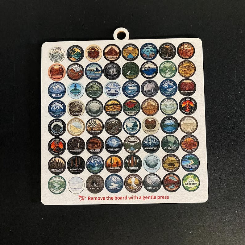 Wooden US National Parks Tracker Board