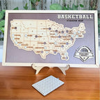 Personalized Basketball Arena Tracker Map – Vintage Brown Background