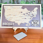 Personalized Hockey Arena Tracker Map – Vintage Brown Background