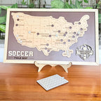 Personalized Soccer Stadium Tracker Map – Vintage Brown Background