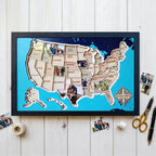 Personalized USA Photo Travel Map - Dark Blue