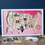 Personalized USA Photo Travel Map - Pink