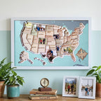 Personalized USA Photo Travel Map - Light Blue