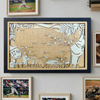 Personalized Wooden MLB Stadium Map with Colorful MLB Team Logo Pins
