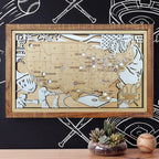 Personalized Wooden MLB Stadium Map with Engraved Nameplate & Team Logo Pins