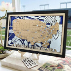 3D Wooden Football Stadium Map | NFL Bucket List Travel Tracker