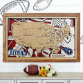 Football Baseball Stadium Map, Wood NFL Stadium Tracker