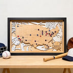 Personalized MLB Stadium Tracker Map with Team Pins