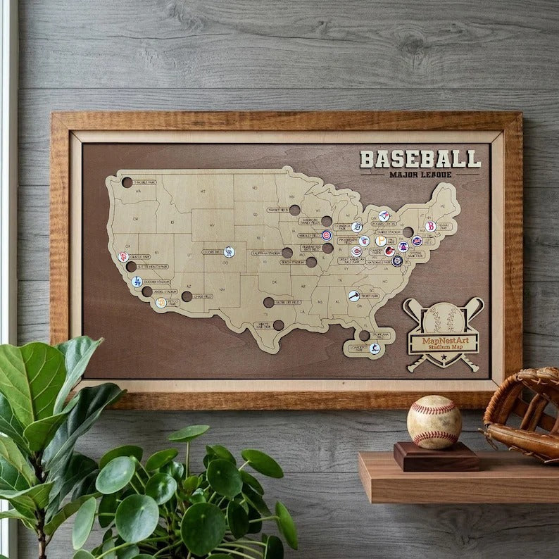 Personalized Baseball Stadium Map | Retirement Gifts