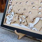 Personalized Golf Course Tracker Map – Natural Wood Background
