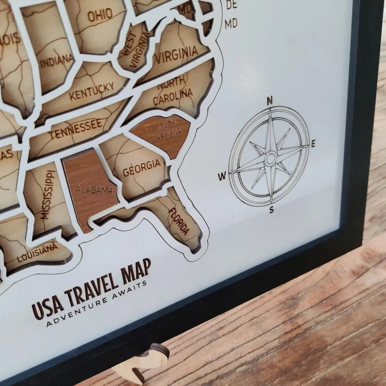 Personalized USA States Puzzle Map(White)
