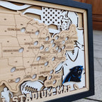 Football Stadium Map Tracker, Custom Wood Art