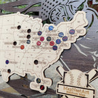 3D Cutout Wooden MLB Stadium Map with Engraved Nameplate & Team Pins