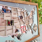 Personalized USA Photo Travel Map - Light Blue