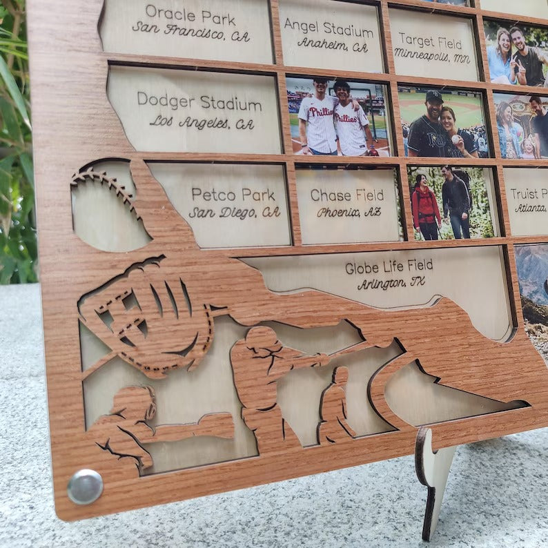 Personalized MLB Stadium Map Photo Frame(3D Raised Lettering)
