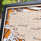 3D Wooden Football Stadium Map | NFL Bucket List Travel Tracker