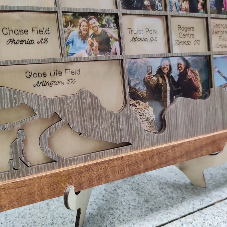 Personalized MLB Stadium Map Photo Frame(3D Raised Lettering)