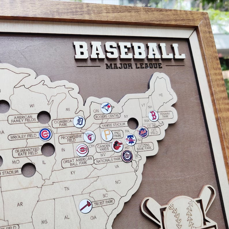Personalized Baseball Stadium Map | Retirement Gifts