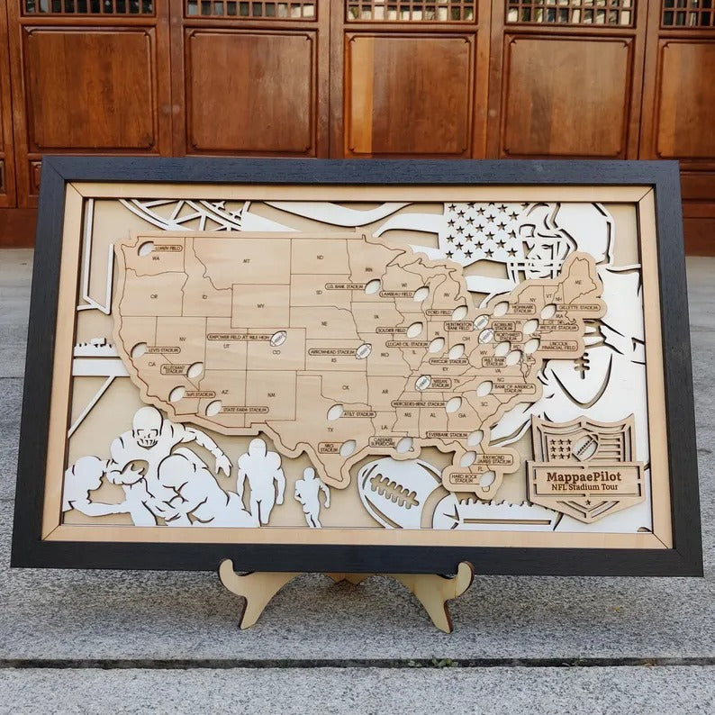 Football Stadium Map Tracker, Personalized Gifts