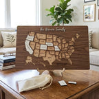 Personalized USA States Puzzle Map(Walnut)