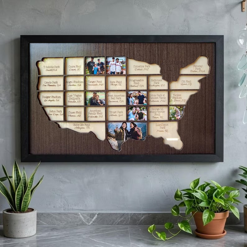 Personalized Baseball Stadium Map Photo Frame
