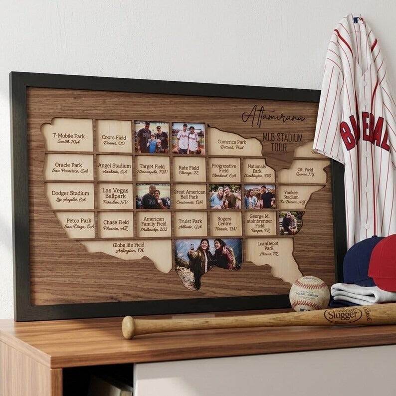 Personalized Baseball Stadium Map Photo Frame
