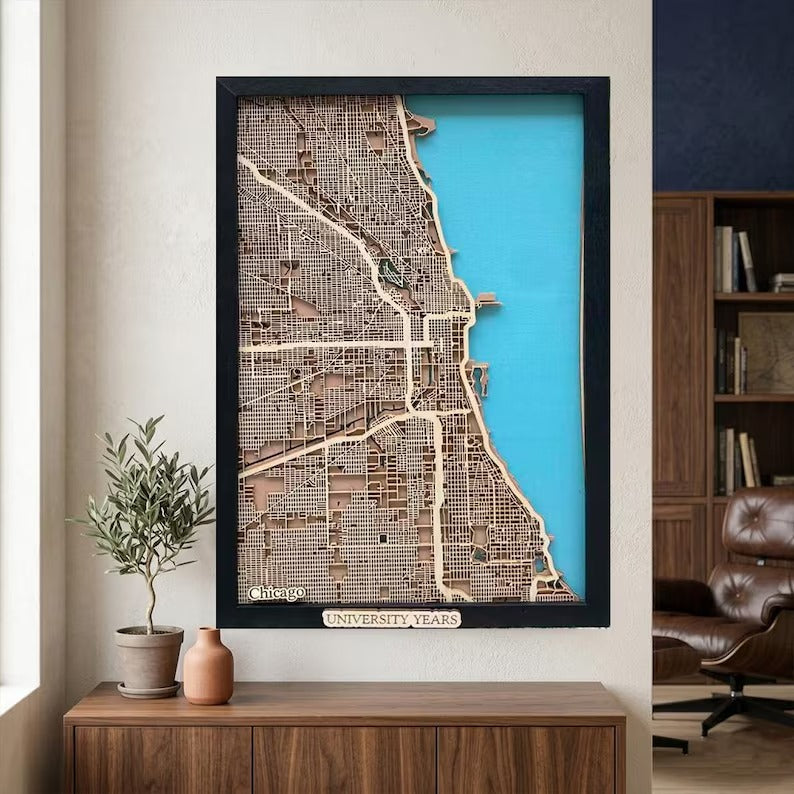 Wooden City Map - Chicago