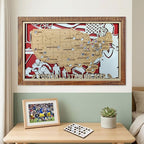 3D Wooden Football Stadium Map | NFL Bucket List Travel Tracker