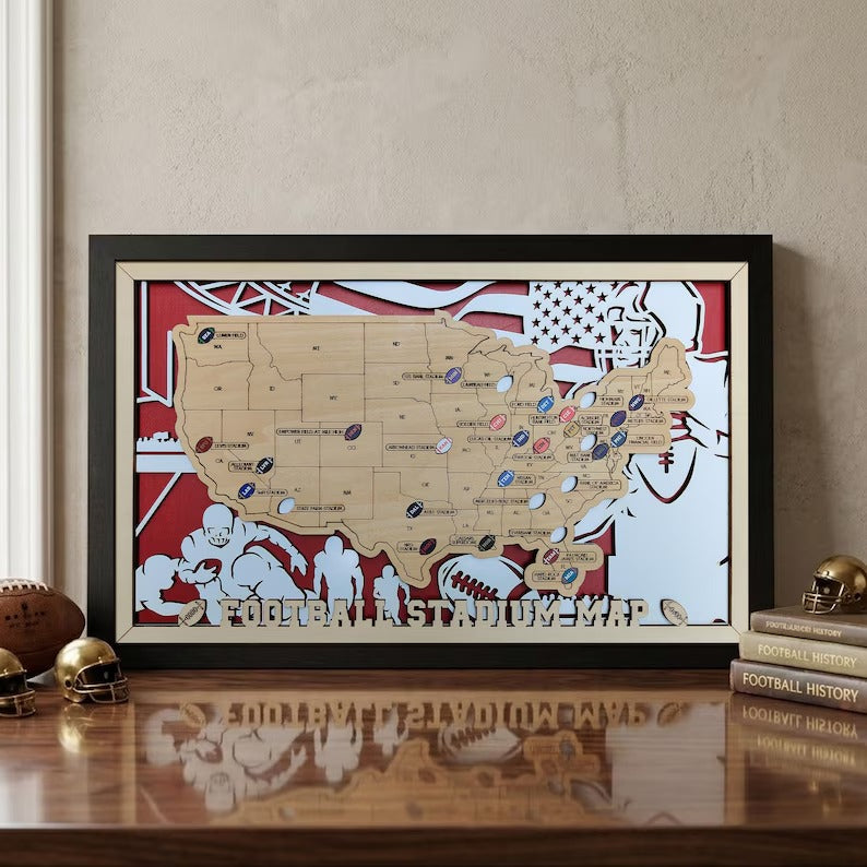 Custom NFL Stadium Map with Team Name & Logo | Football Fan Wall Art