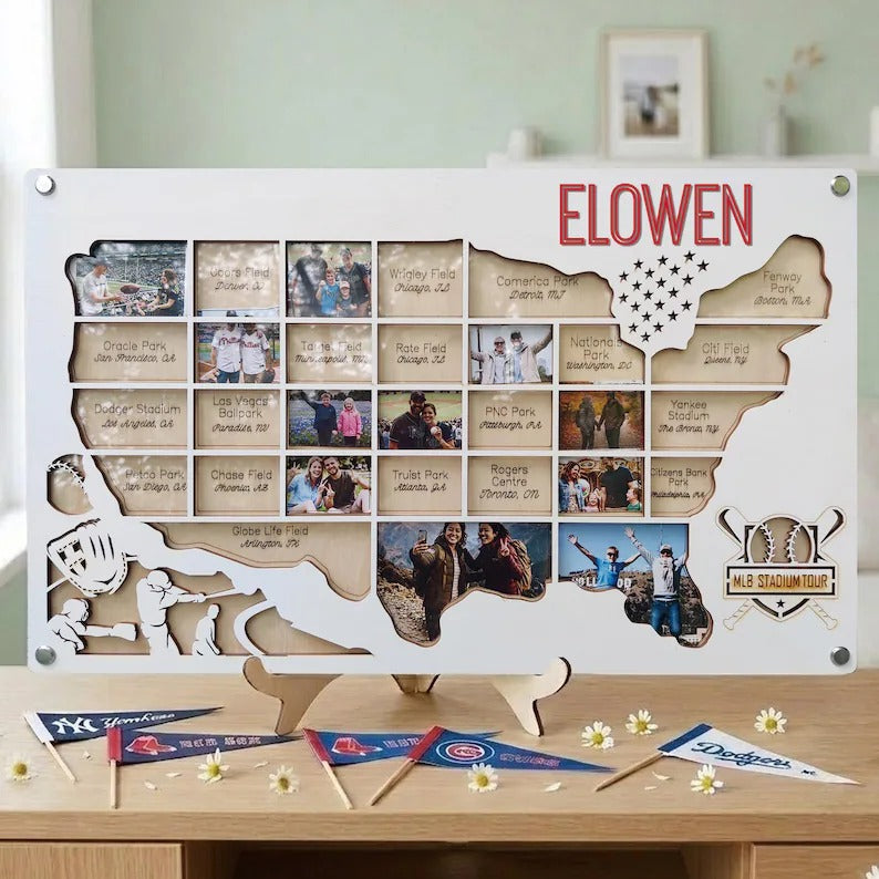 Personalized MLB Stadium Map Photo Frame(3D Raised Lettering)