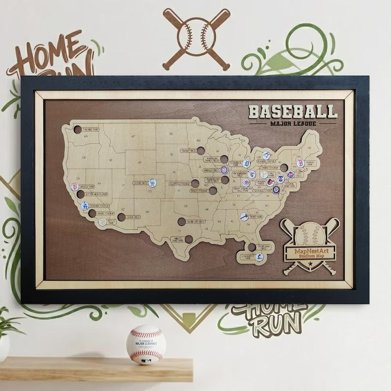 Personalized Baseball Stadium Map | Retirement Gifts