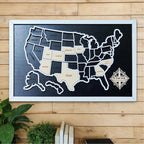 Personalized 50 States USA Travel Map - Custom Color Backboard