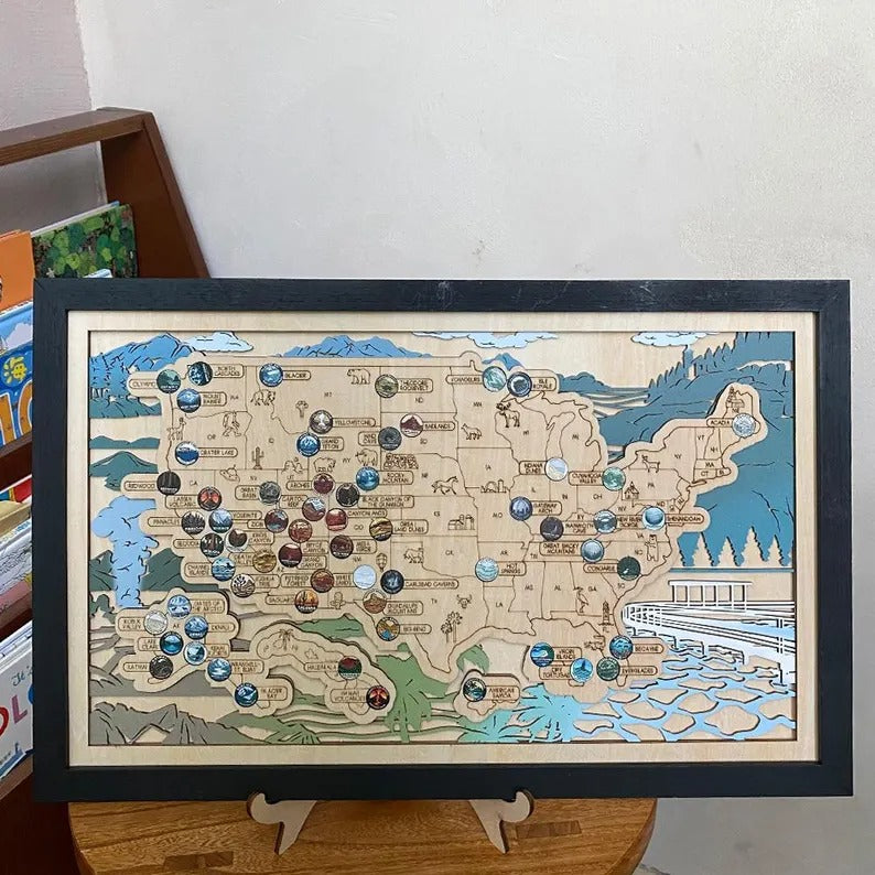 National Park Travel Map - 63 Parks Push Pin Map(Mountain)