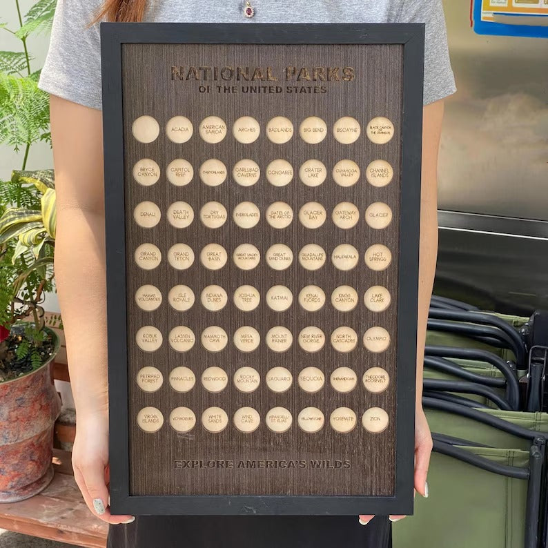 Wooden US National Parks Tracker Board