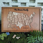 Personalized USA States Puzzle Map(Walnut)