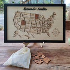 Personalized USA States Puzzle Map(Natural Wood)