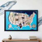 Personalized USA Photo Travel Map - Dark Blue