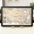 Personalized Soccer Stadium Tracker Map with Nameplate – Natural Wood Background