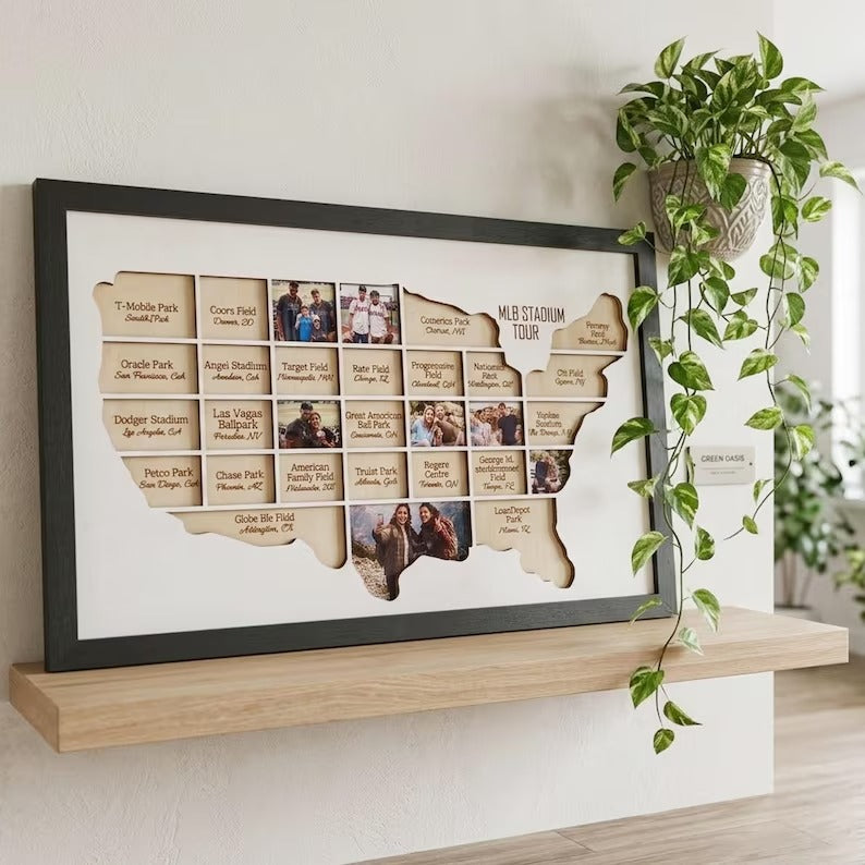 Personalized Baseball Stadium Map Photo Frame