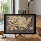Personalized 2D National Parks Map with Nameplate(Charcoal)