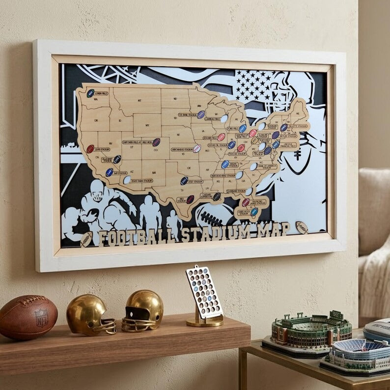 Custom NFL Stadium Map with Team Name & Logo | Football Fan Wall Art