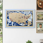 Custom Color MLB Stadium Map with Nameplate & Team Pins