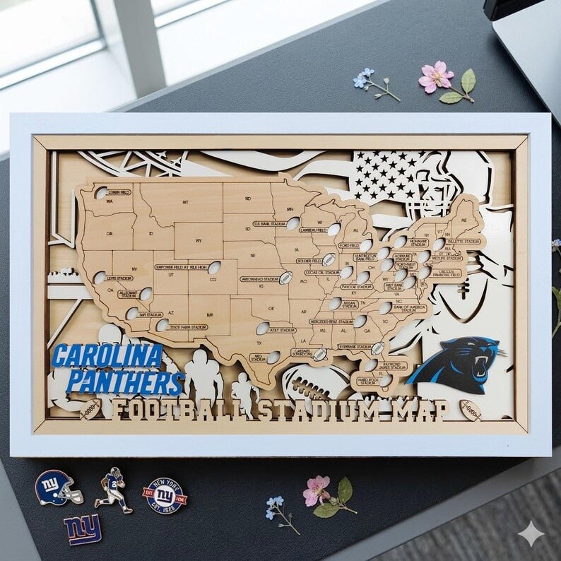Personalized NFL Stadium Map with Custom Team Name & Logo - Mappae Pilot