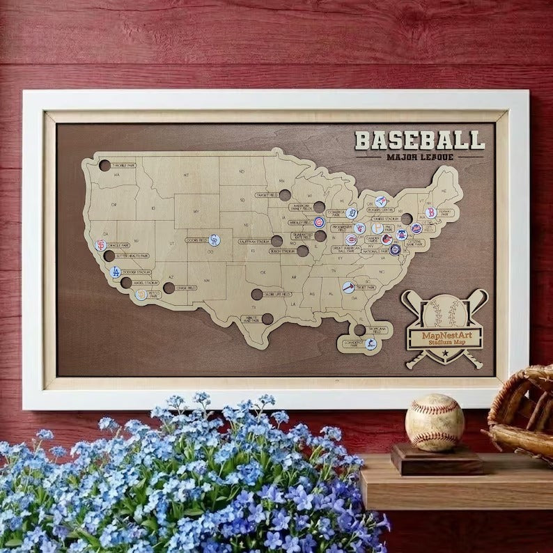 Personalized Baseball Stadium Map | Retirement Gifts