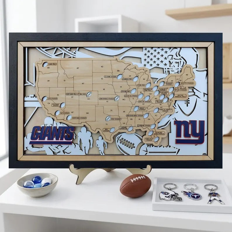 Football Stadium Map Tracker, Personalized Gifts