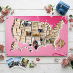 Personalized USA Photo Travel Map - Pink