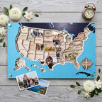 Personalized USA Photo Travel Map - Dark Blue