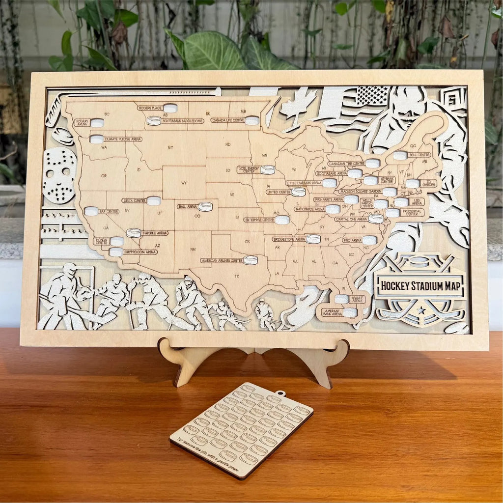 Personalized NHL Hockey Stadium Map - Retirement Gift for Dad