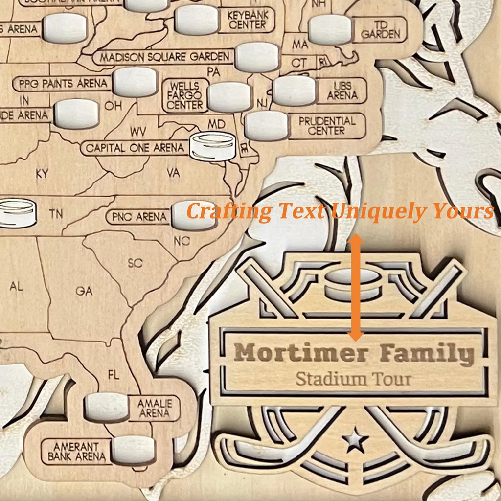Personalized NHL Hockey Stadium Map - Retirement Gift for Dad