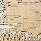 Personalized Hockey Arena Tracker Map – Natural Wood Background